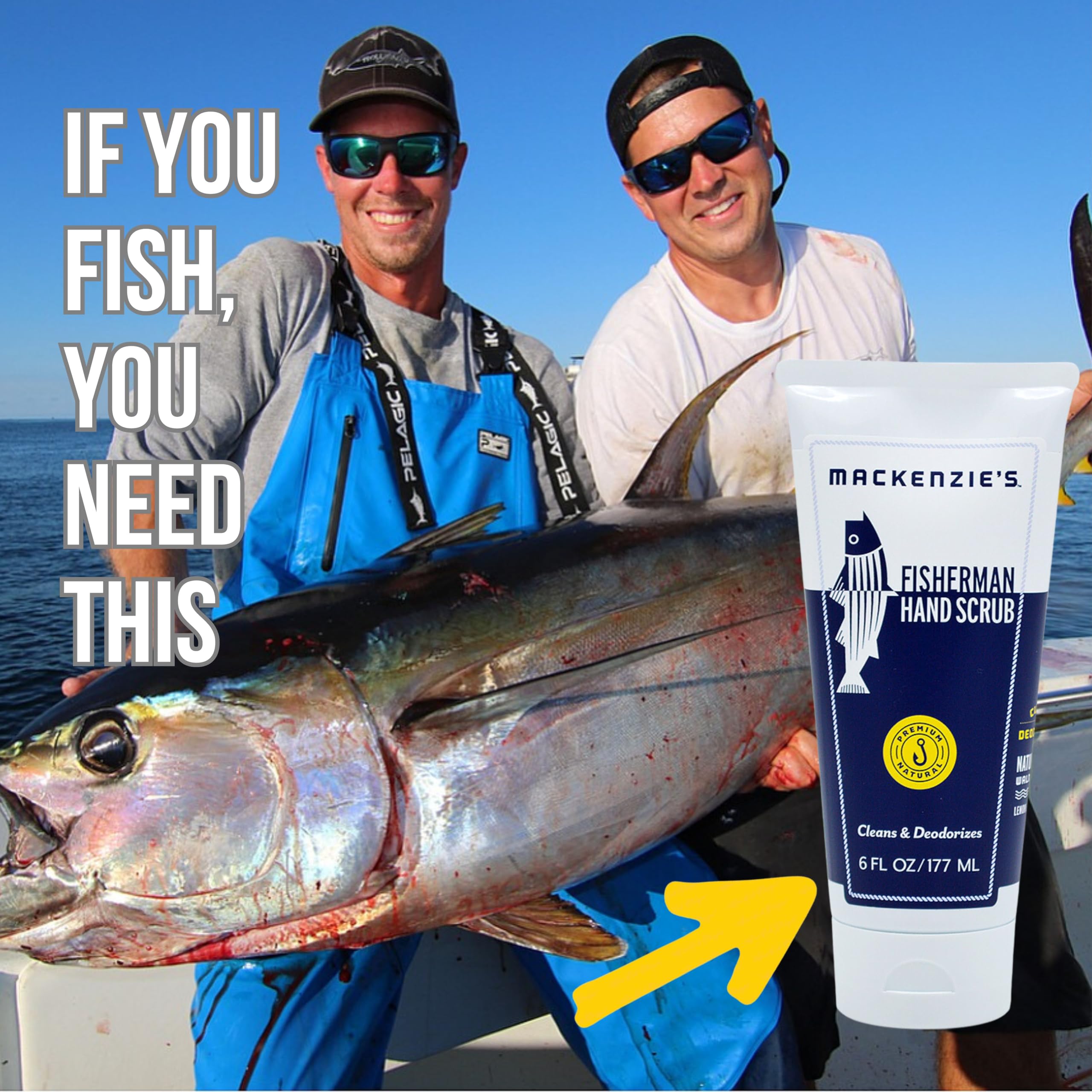 MacKenzie's Fisherman Hand Scrub - Gifts for Men - Gifts for Fisherman - Gifts for Cooks - Gifts for Gardeners - Cleansing & Deodorizing Hand Cleaner - 6 oz.